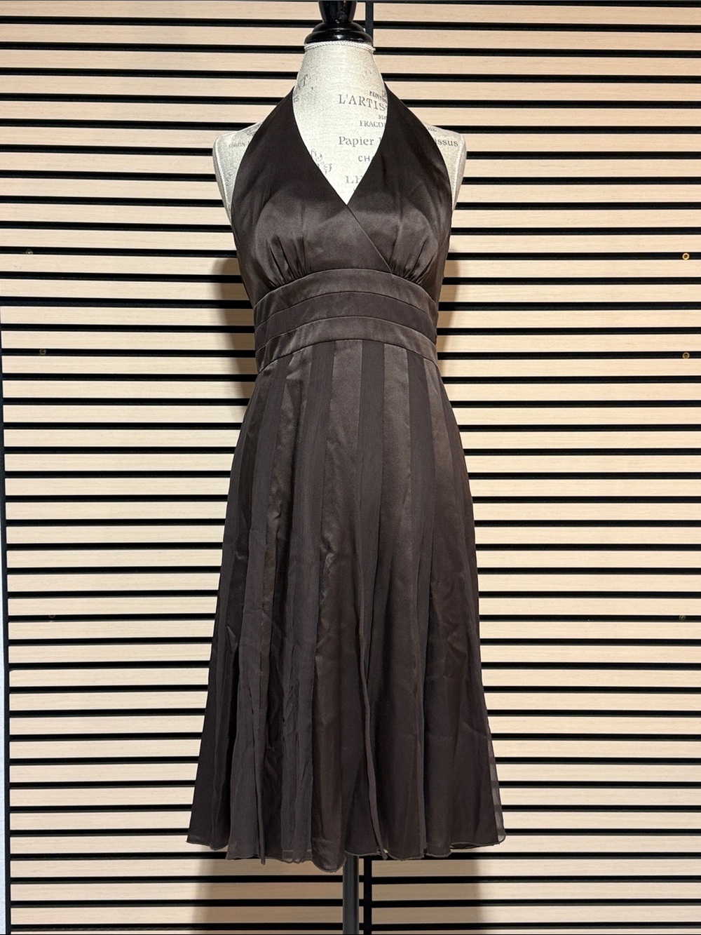 Calvin Klein One-Shoulder Deep Brown Halter Dress
